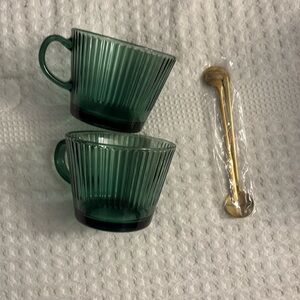 Green glass mugs